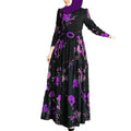 2025 spring new arrival: printed mid-waist four-color elegant commute four-way stretch printed non-fleece maxi dress