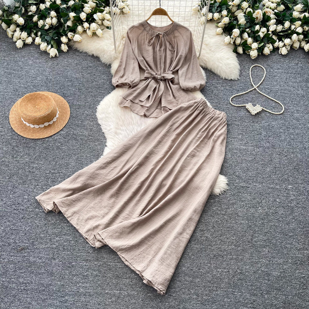 Light mature style work clothing pleated easiest for match two-piece set for women autum strap waist slimming lookelegantsuit