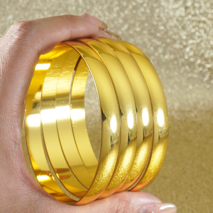 Middle eastern dubai plain bangle 18k color retention arabic african ethiopian bridal bangle gift