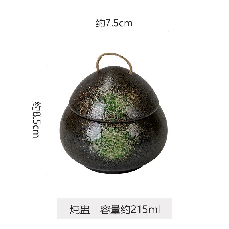 Japanese retro steamed egg cup, one-person soup cup, ceramic tableware, dessert bowl, bird's nest supplement, covered bowl, one-person stew cup