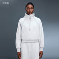 Women's fleece-lined half-zip high neck pullover sweatshirt - autumn/winter warm outerwear top - d25131