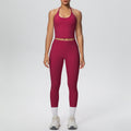 Strappy tank top high-waisted butt-lifting tight yoga set - quick-dry activewear for outdoor leisure, running, and fitness