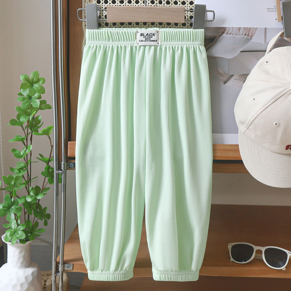 Summerkidsloose pants boys thin bloomers girls ice silk anti-pattern pants baby casual shake nine-point pants