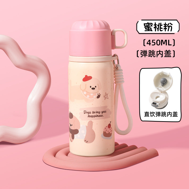Double-walled insulated water bottle for kids, 316 stainless steel, suitable for both boys and girls. water bottle with straw, large capacity, wholesale and customization available