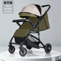 Stylish, lightweight, foldable, high-view four-wheel shock-absorbing baby stroller with one-click fold