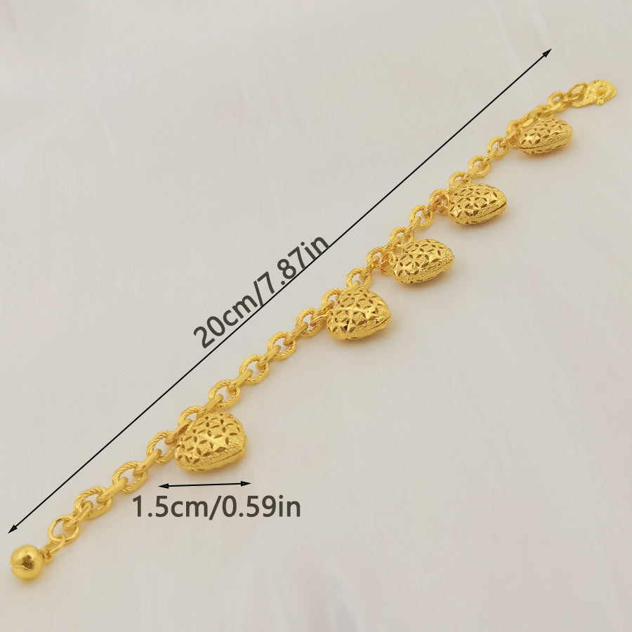 middle eastern women's accessible luxury stylish copper plated 24k gold malaysian popular hot-selling heart bracelet