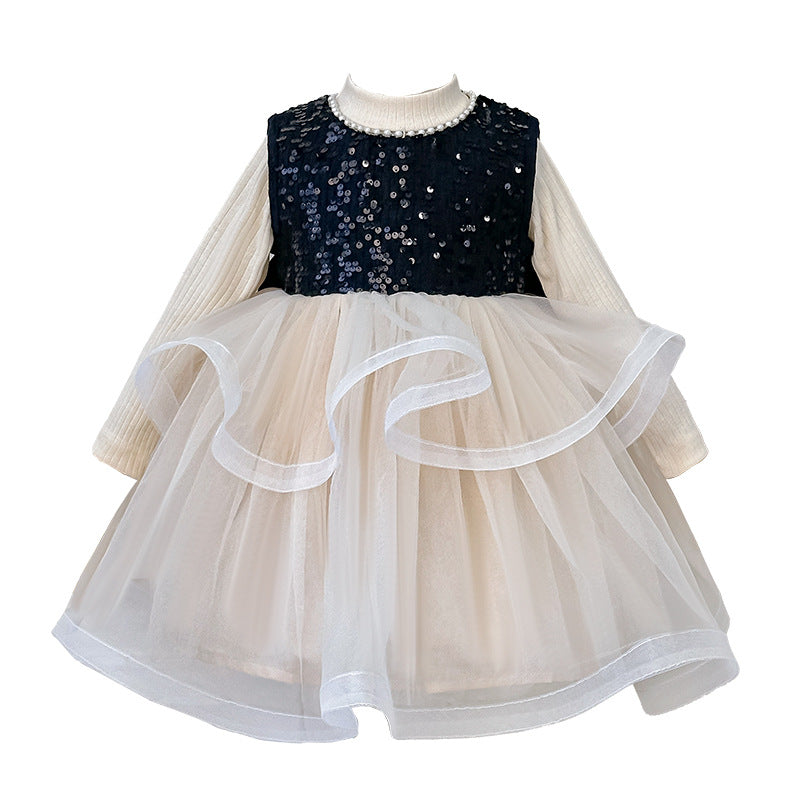 Girls' dress:  autumn new collection - baby girl hepburn style chic sundress birthday gift two-piece sweet outfit
