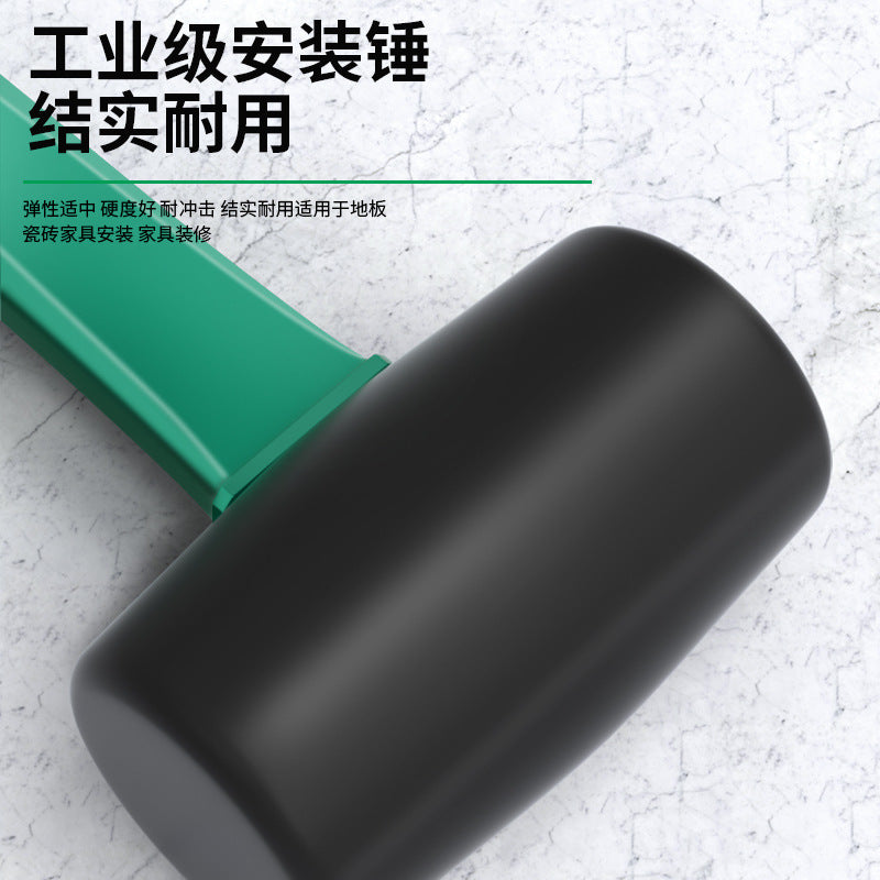 Solid rubber mallet - industrial grade, multi-purpose for home improvement, elastic for tile installation, flooring, and wall tile setting