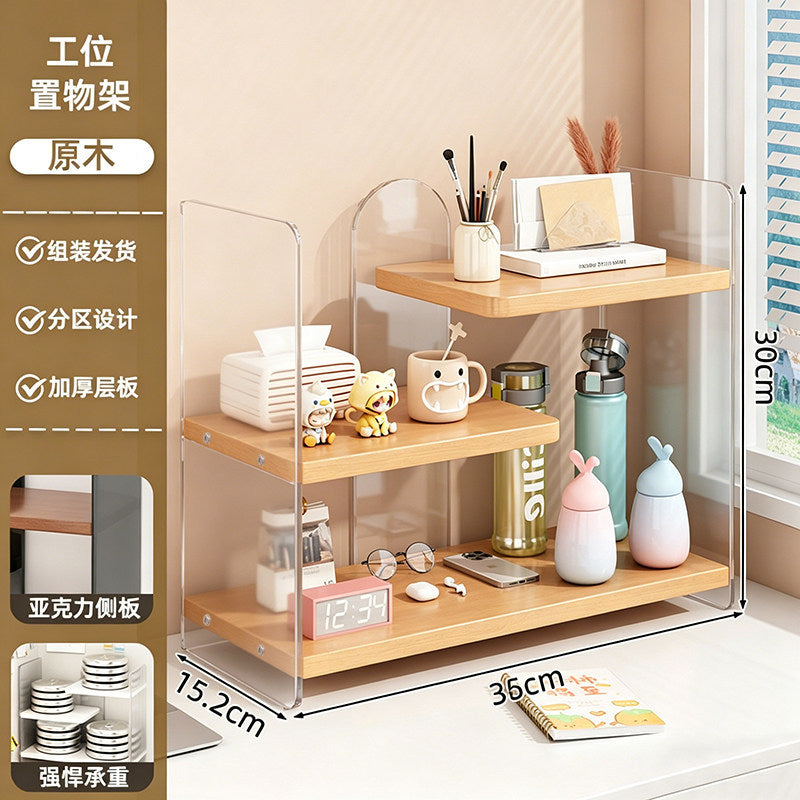 Desktop storage rack, office desk, countertop storage, water cup rack, multi-layer acrylic table layered workstation handy gadget