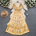 Palace style dress for women new arrivalniche styleretrofashionable styleprinting waist suspender long skirt