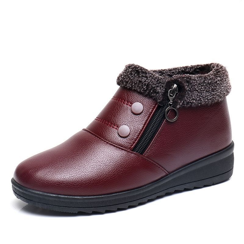 Winter slip-on fleece-lined cotton shoes heattech ladieswear shoes non-slipthickened cotton shoes for middle-aged and elderly people flatsnon-slip granny shoes