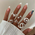 Wholesale geometric rings: european and american cross-border jewelry, women's irregular line hollow design, ins-style stackable ring set