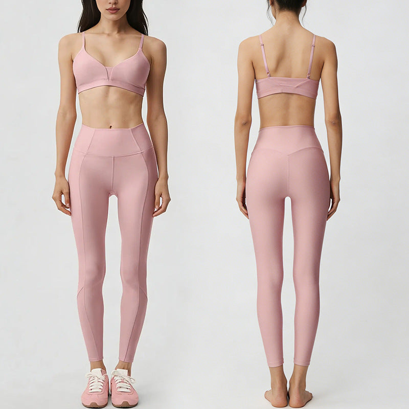 new arrival yoga clothes high waist hip lift tummy control slimming look sling beautiful back running sports intimates bra suit for women