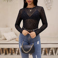 Amazon fashion women's cut outsee-through t-shirt long sleevespulloverfashion leopard print silm bottom shirt tops