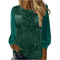 new european and american style women's casual round neck long sleeve loose fit sequin top for cross-border e-commerce