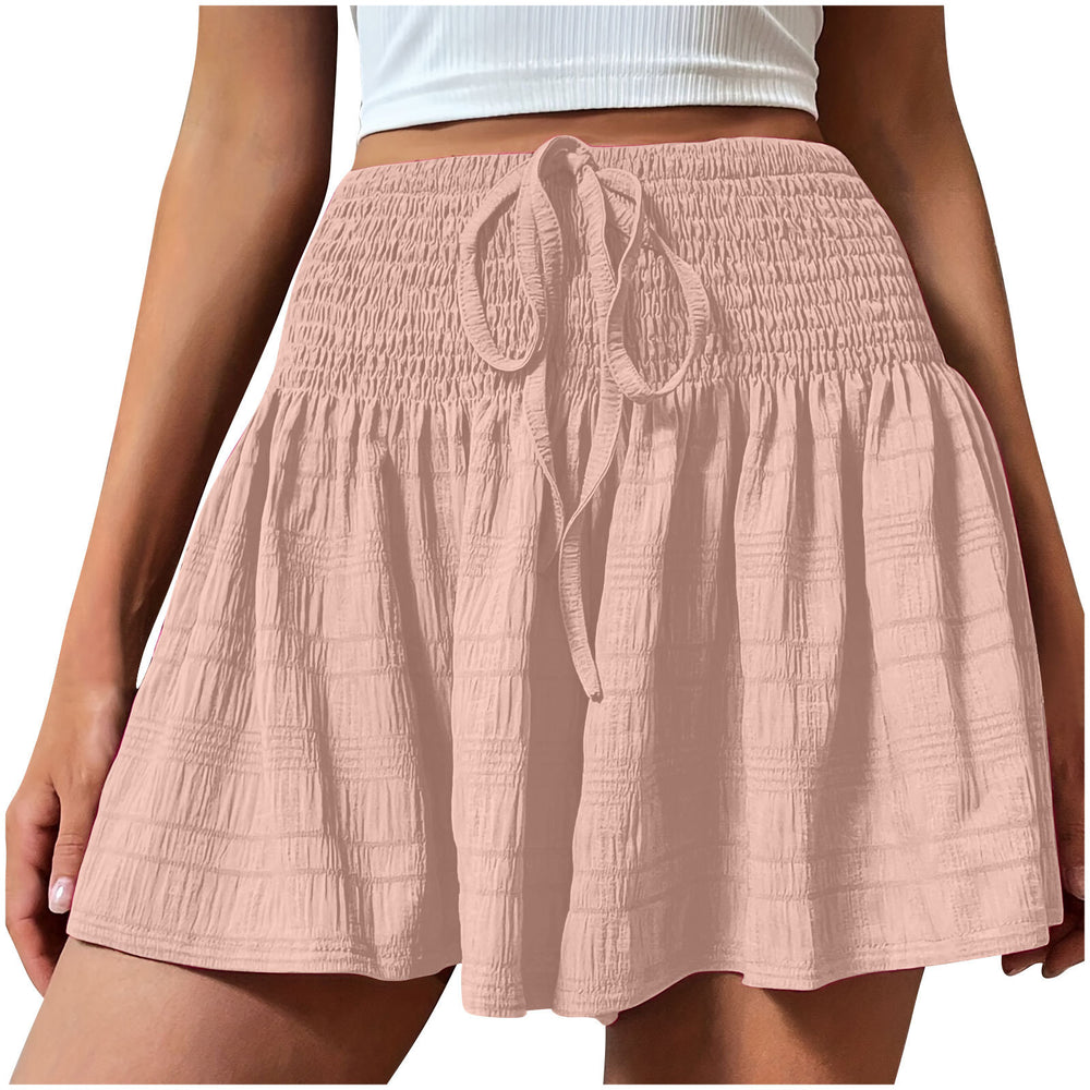 cross-border  european and american women's summer fashion solid color drawstring athletic shorts
