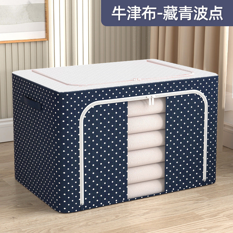 Cross-border Oxford cloth clothes storage box Large foldable storage box Clothing steel frame fabric wardrobe storage box