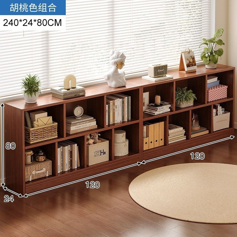 Bookshelf storage rack simple floor-standing wall-mounted storage cabinet rental house multi-layer living room for home bedroom small bookcase