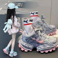 Dad shoes silver powder  spring summer high-looking new arrival breathable trendy sports shoes soft bottom western style running shoes trendy