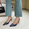 Korean style high-end elegant pointed-toe stiletto heel pumps - new spring/autumn collection, stunning and versatile denim high-heeled sandals
