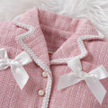 chic spring/autumn new korean style girls' tweed dress set - pink cute mini skirt two-piece outfit