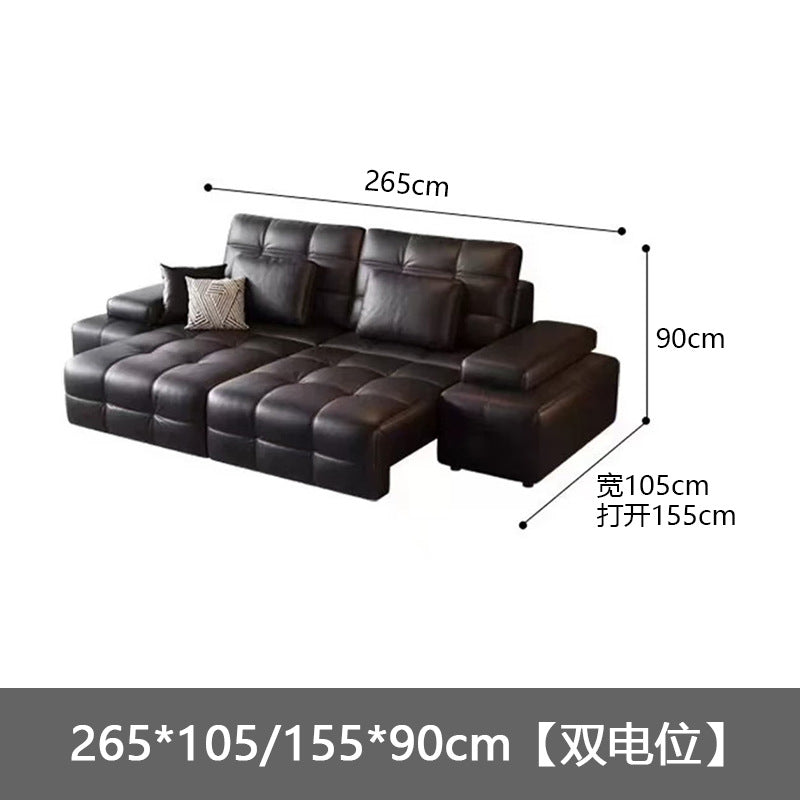 Lawrence genuine leather electric reclining sofa - smart remote control, high-end designer living room, home function sofa bed