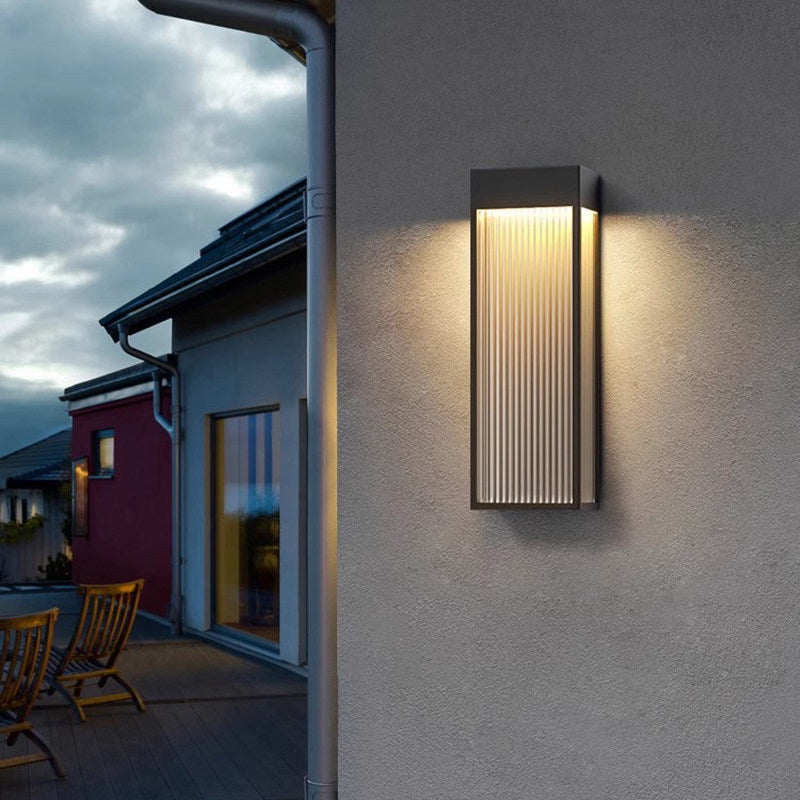 Outdoor solar wall light - modern minimalist style, waterproof, for villa gate, garden exterior, and courtyard lighting