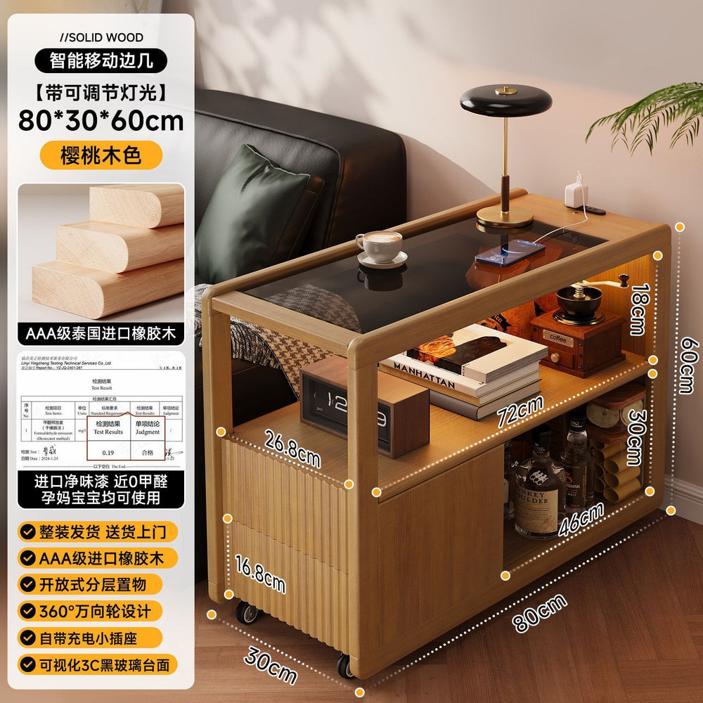 New arrival solid wood sofa side cabinet side cabinet tea cabinet living room for home coffee table side table trolley movable side table