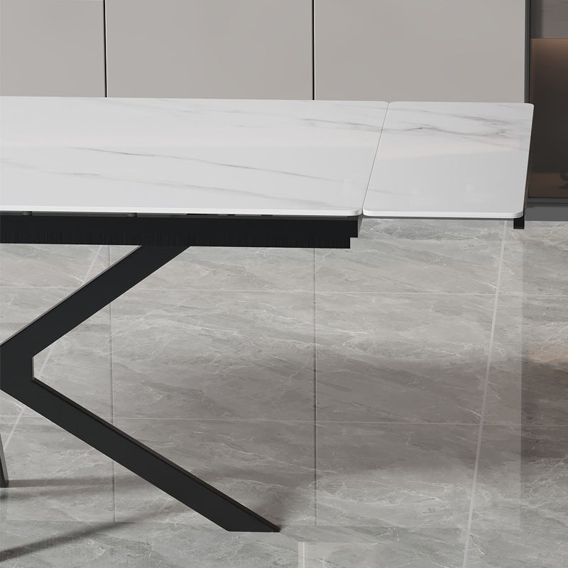 Italian light luxury sintered stone dining table - modern minimalist design, direct from the manufacturer, customizable for home use, rectangular, extendable, and foldable