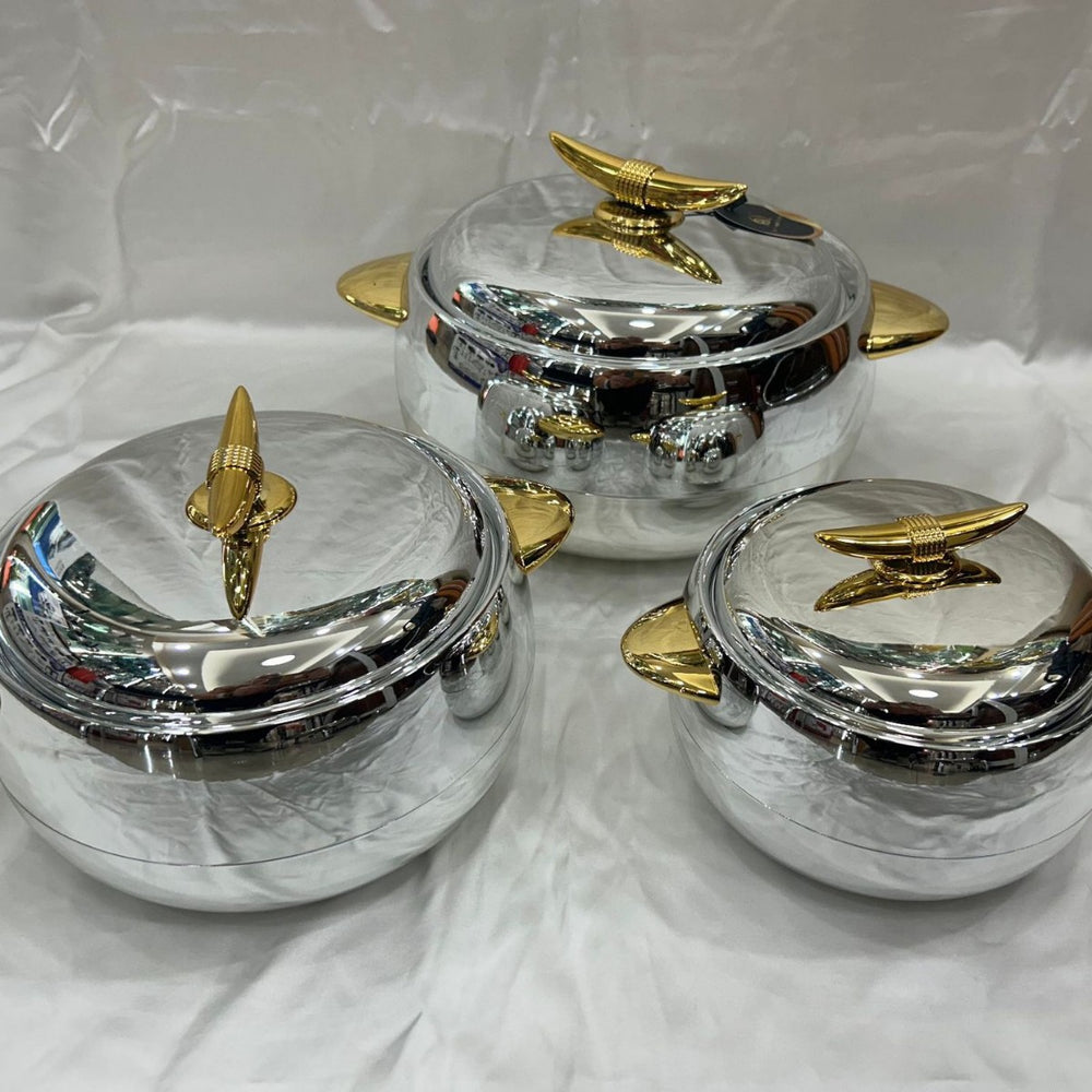 3pcs gold-plated and silver-plated 3-piece thermal insulation box 1l-2l-3.5l