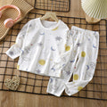 new children's pure cotton pajama set - summer long sleeve sleepwear, lightweight air conditioning suit for boys and girls