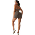 fashion seamless tight cross back sports intimates yoga suit running fitness shorts two-piece set