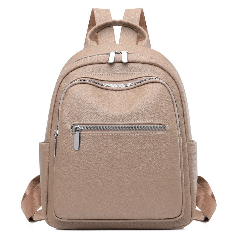New PU soft leather backpack, women's lightweight travel backpack, high-end sense, large-capacity work commuter women's backpack