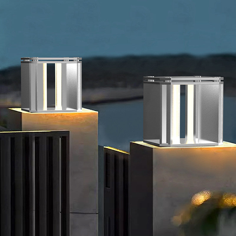 Outdoor solar post cap lights for villa courtyards, waterproof wall mount lights, garden fence lights, landscape pillar lights