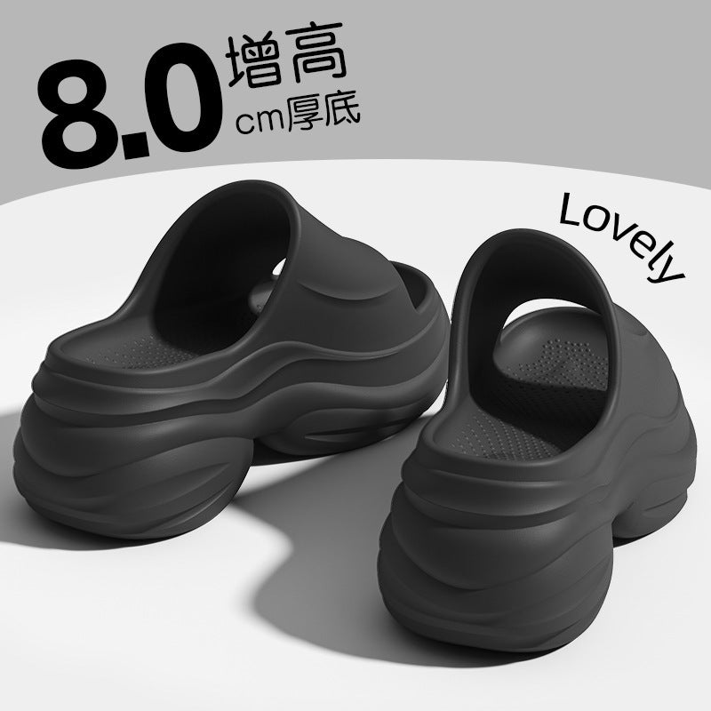8cm thick sole slippers 2025 new internet celebrity ins summer eva platform sole beach non-slip heightened cool slippers for women