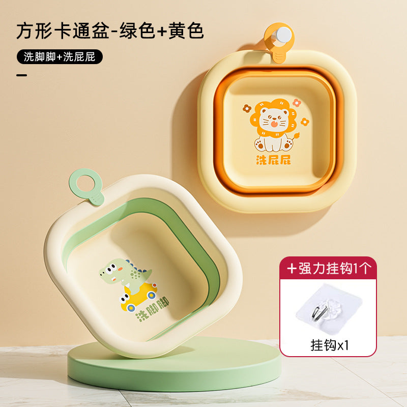 New arrivalkids cartoon square foldable washbasin baby portable washbasin dormitory for home small basin