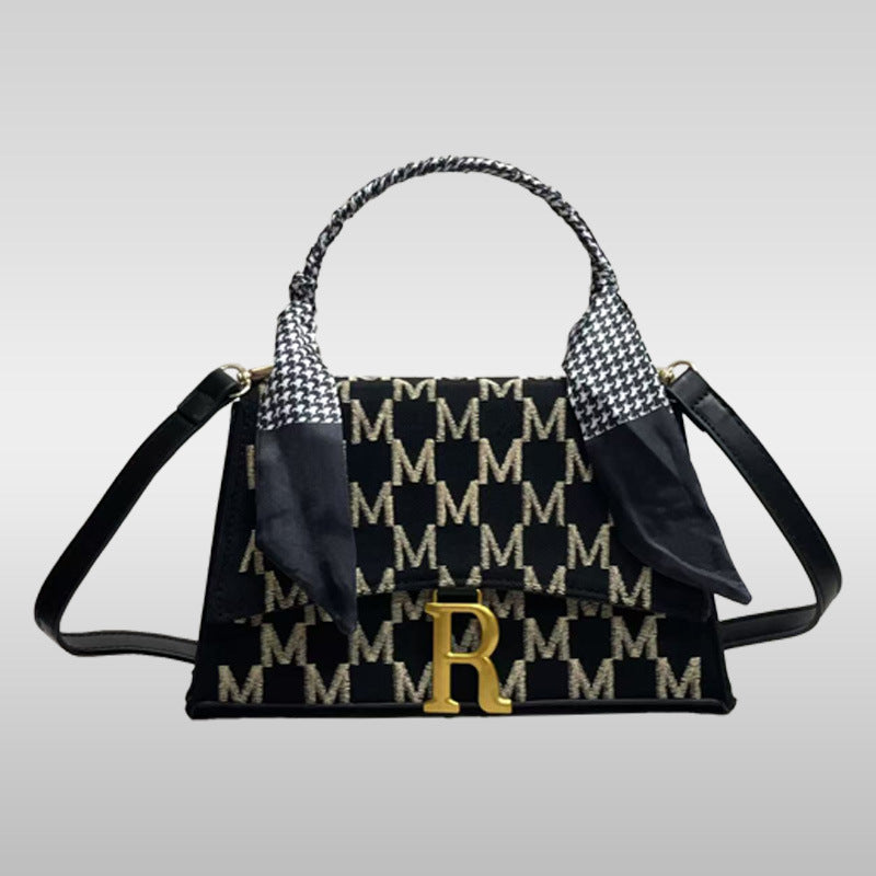 High-end Xiaoxiangfeng portable small square bag 2025 summer new European and American fashion foreign style R letter shoulder messenger bag