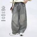 【guangzhou high-stretch soft denim】 new washed soft & supple scimitar cut trendy fashion kids' jeans 2603