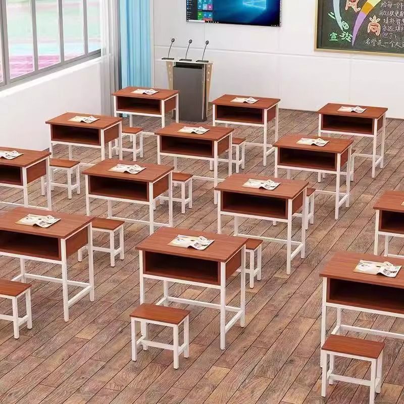 Double-layer tutoring tutoring single double three-person conference table student desk and chair training table with drawer