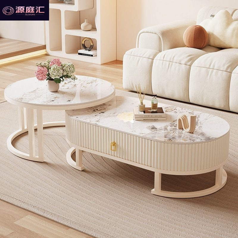 Cream style slate coffee table living room for homeaccessible luxury modern casual small apartment tea table popularfor home living room coffee table