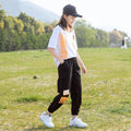 Girls' summer outfit : kids' activewear for 14-year-old girls (mid-to-large size), fashionable 0.75kg-piece set with short sleeves