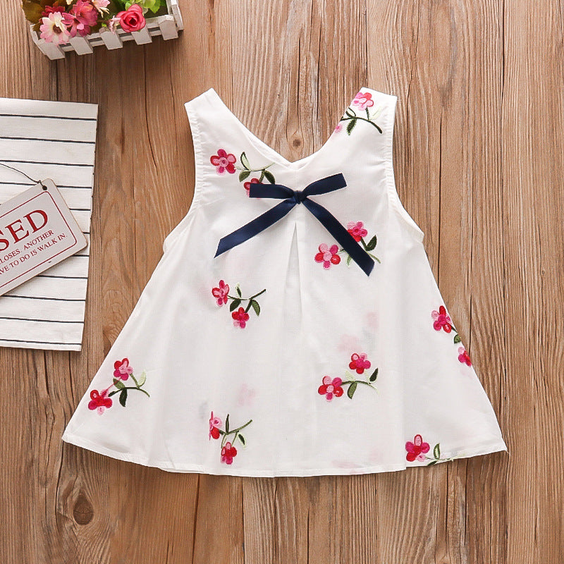 Summer new arrivals: infant and toddler dresses (6-9-12 months) - embroidered sleeveless dress for 1-year-old baby girls, skirt set for 2-3 year olds
