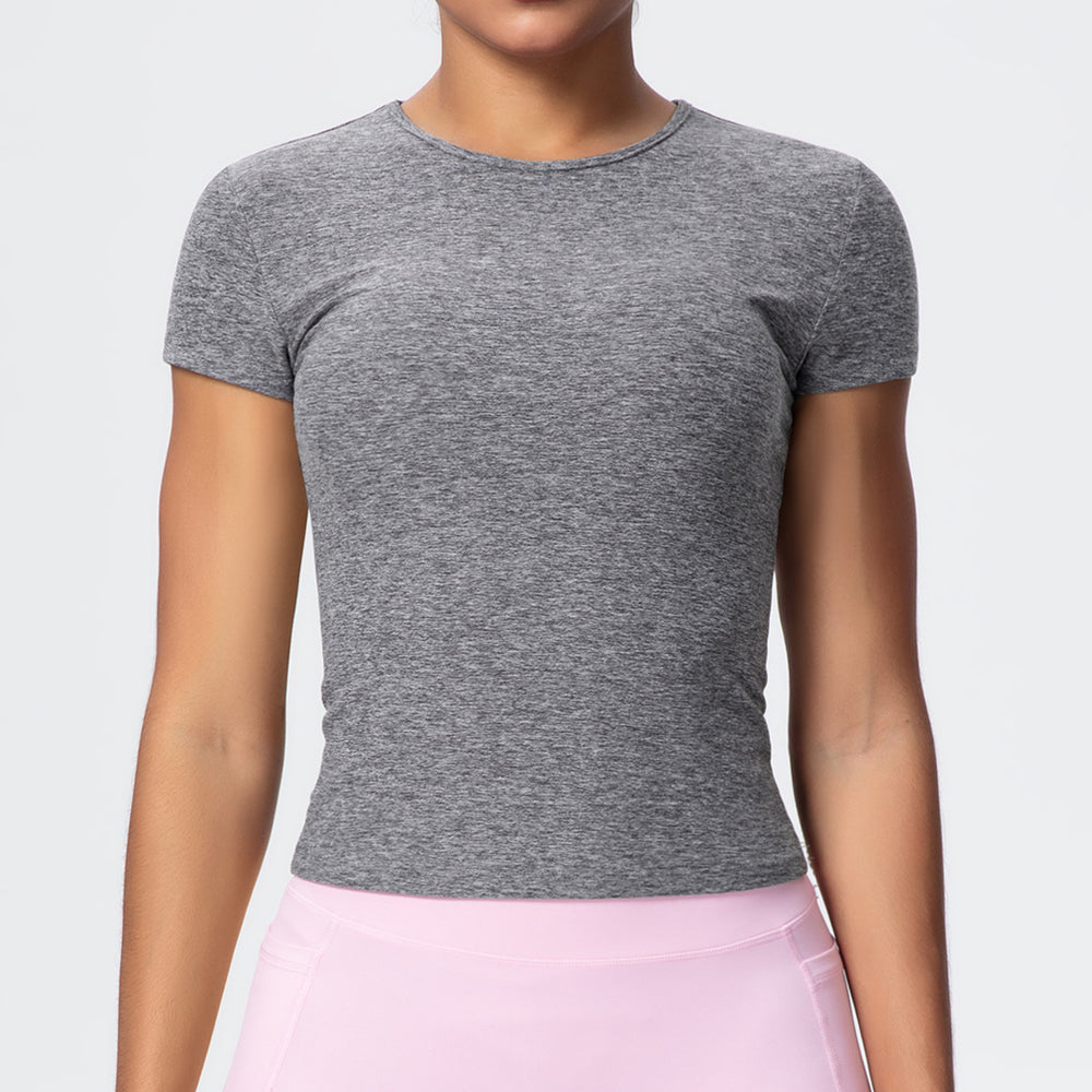 New arrivalcasual sports short-sleeved waist slimming look breathable yoga t-shirt running training naked fitness tops