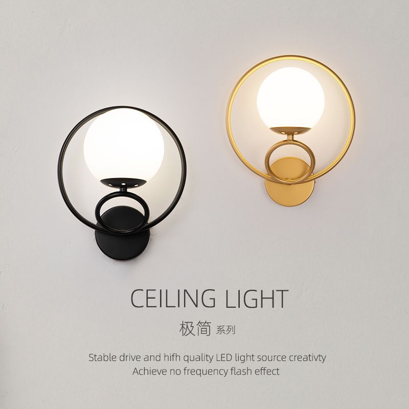 Wall lamp accessible luxury bedroom bedside lamp modern casual starry sky scandinavian style stylish golden round entrance wall lamp