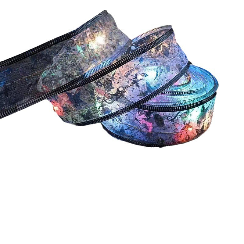 LED Christmas Ribbon Light String, Bouquet Gift Box Christmas Tree Decoration Satin Light Room Bedroom Gypsy Ambient Light