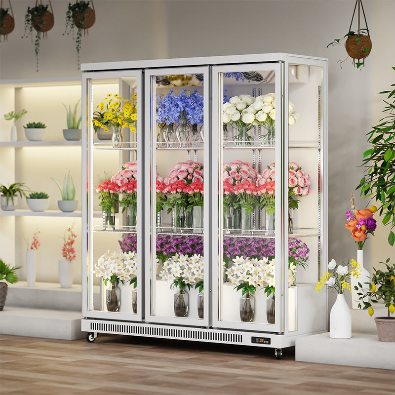 Huaer three-sided glass flower preservation cabinet display cabinet refrigerator stainless steel mirror freezer vertical flower refrigerator