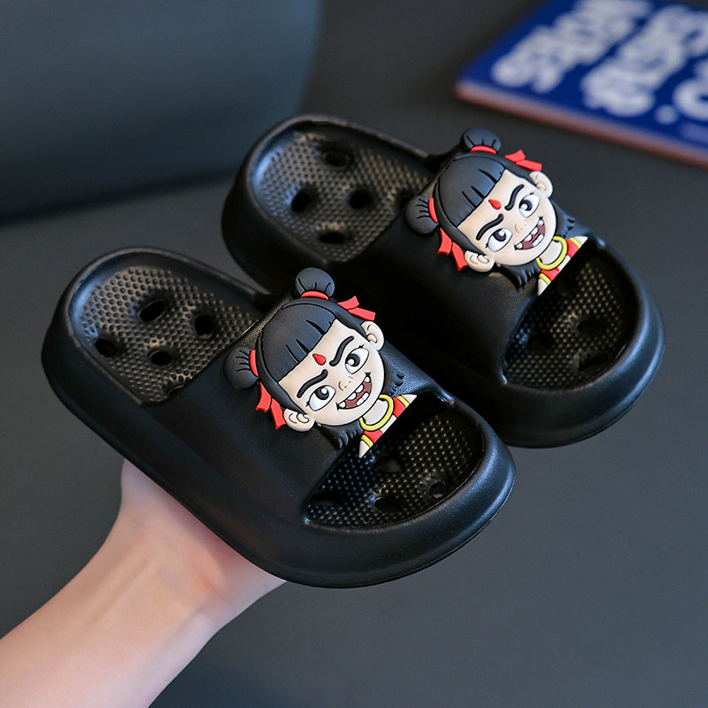 Slippers kidsbath bathroom slippers summer boys and girls cut out leaky non-smelly feet indoor for home soft bottom sandals