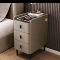 Ultra-narrow solid wood nightstand - modern minimalist, light luxury, multifunctional smart wireless charging bedside table for bedroom