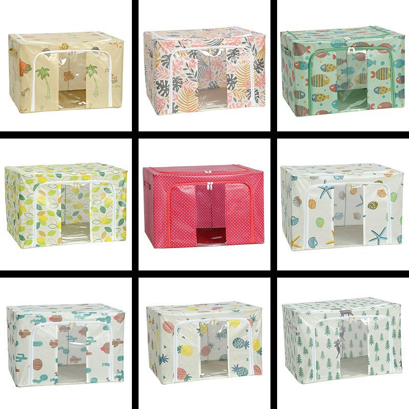 Household large-capacity thickened non-woven polka dot portable dustproof and moisture-proof window finishing foldable storage box