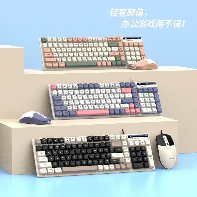 Viper km100 wired keyboard and mouse combo - mechanical feel, color matching, usb, for office, pc, and laptop